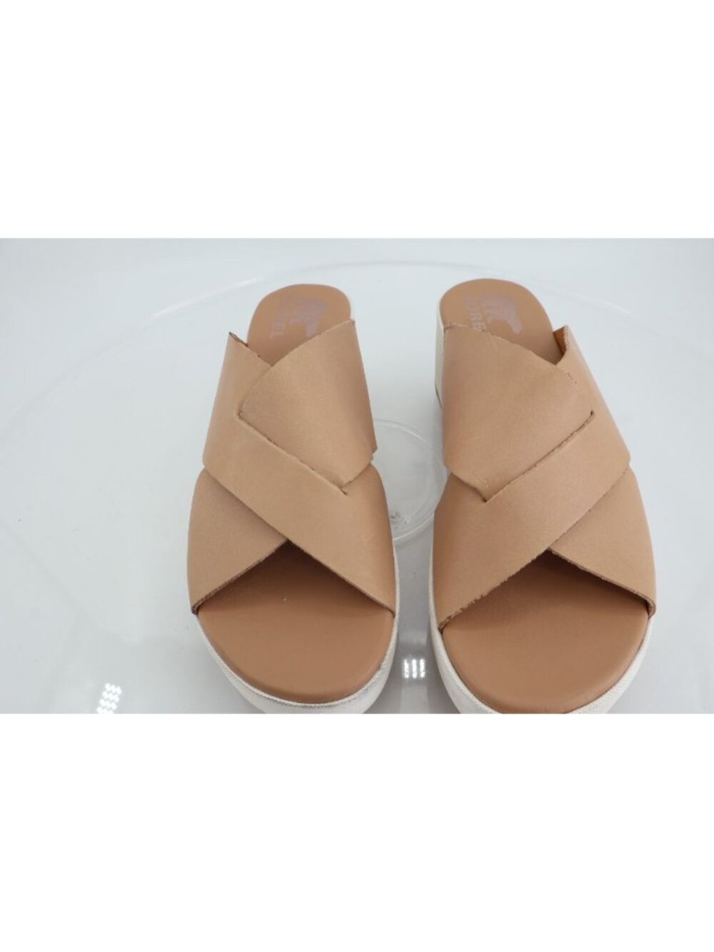 Sorel Womens Cameron Sandal Size 9.5 Brown Leather Slide Platform Chunky Wedge - Picture 5 of 13